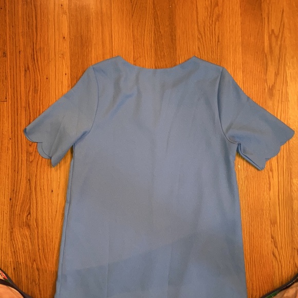 Everly Periwinkle V Neck Scallop Dress - Picture 9 of 12